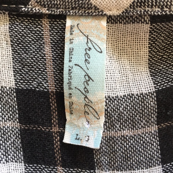 Free People Black & White Plaid Shirt L - Picture 7 of 7